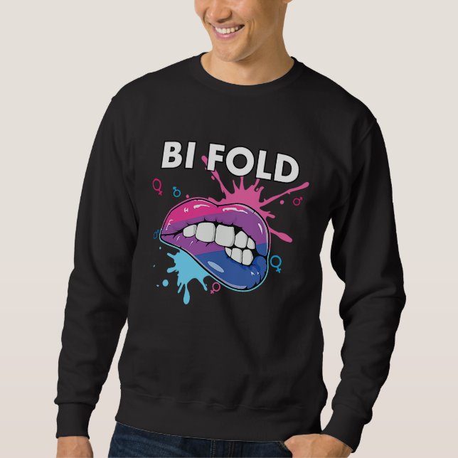 Bi Fold Bisexual Rainbow Pride March Bisexuality L Lång Ärmad Tröja (Framsida)
