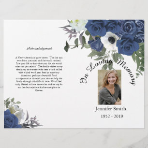 Bi-Fold Blue Ro Funeral Program