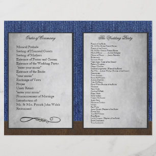 Bi Fold Denim Westerna Bröllop Ceremoniseprogram