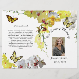 Bi-fold Gult Orchids Butterfly Funeral Program
