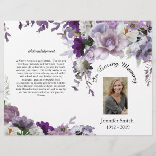 Bi-Fold Lavender Flowers Funeral Program