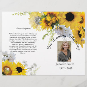 Bi-Fold Sunwers Bees-begravningsprogram Reklamblad