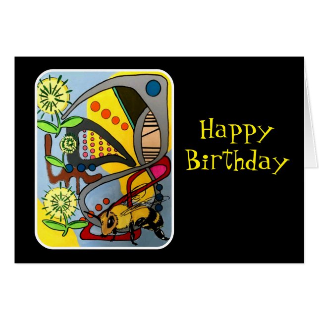 "Bi för trädgård för MidCenturymodabstrakt" som Hälsningskort (Framsidan Horizontal)