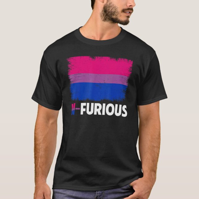 Bi Furious Bisexual Flagga Gay pride Rainbow Lgbt  T Shirt (Framsida)