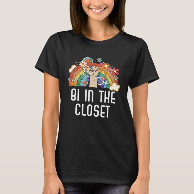 Bi In The Closet Bisexual Rainbow Pride Bisexualit T Shirt (Framsida)
