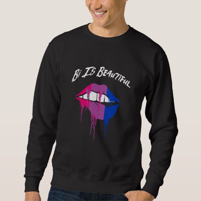 Bi Is Beautiful Bisexual Motivational Quote Bi Pri Lång Ärmad Tröja (Framsida)
