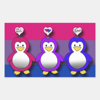 Bi Kärlek Bi Pride Cute penguins Rektangulärt Klistermärke