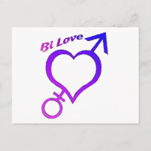 Bi kärlek hjärta och pil symboler vykort