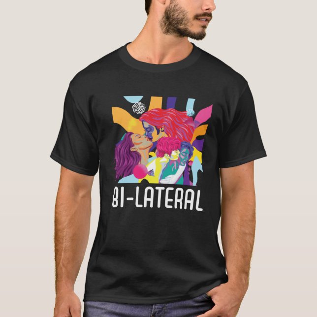 Bi Lateral Bisexual Rainbow Pride Bisexuality LGBT T Shirt (Framsida)