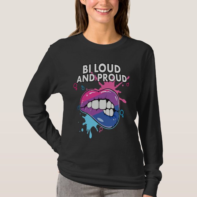 Bi Loud and Proud Bisexual Rainbow Pride Bisexuali T Shirt (Framsida)
