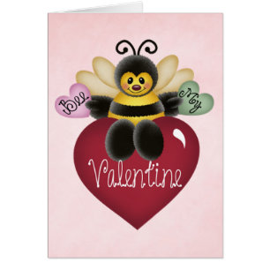 Bi mitt för valentin för bi-/hjärtahälsning li hälsningskort