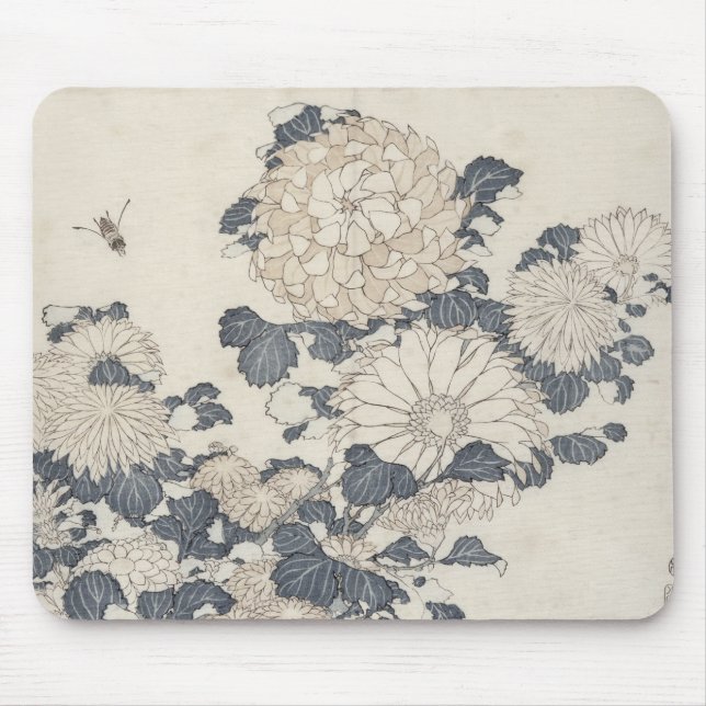 Bi och chrysanthemums musmatta (Framsidan)