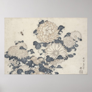Bi och chrysanthemums poster