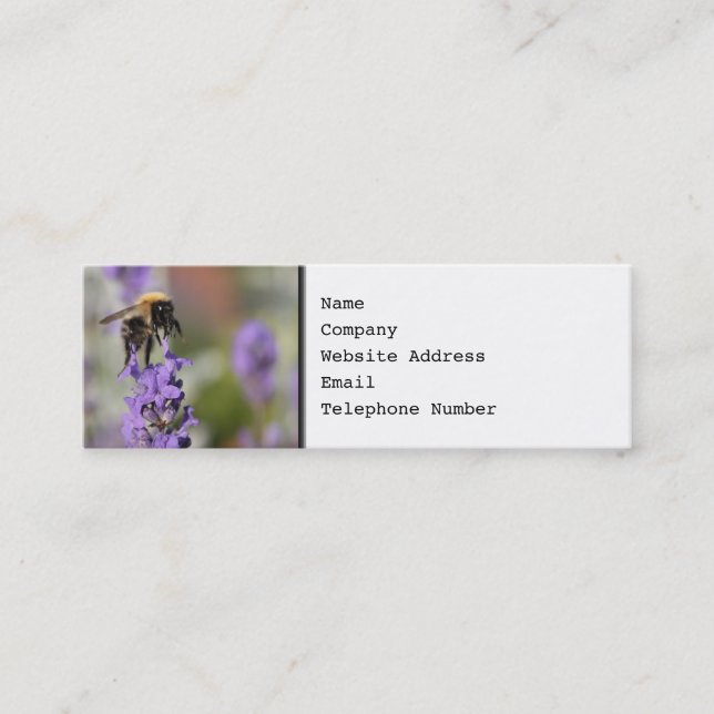 Bi- och lavendelFlowers. Mini Visitkort (Framsida)