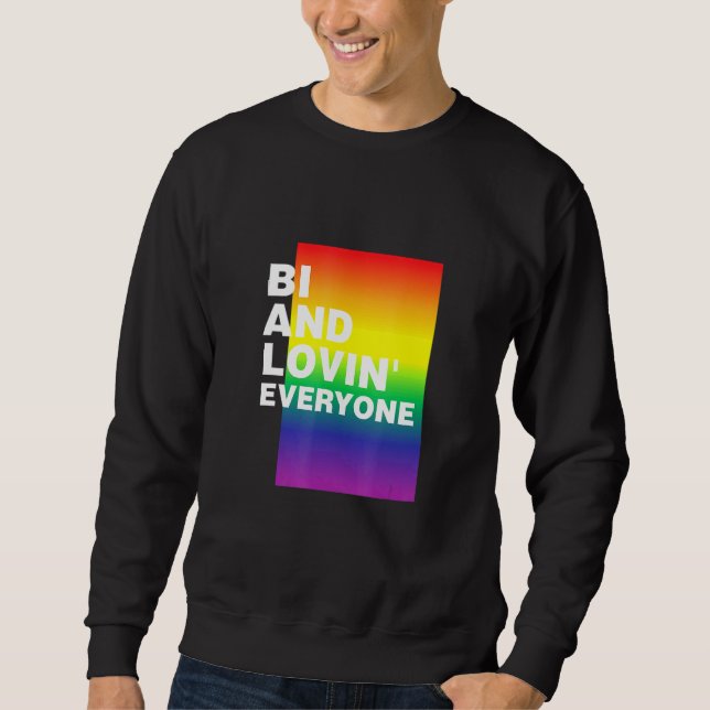 Bi och Lovin Alla Lgbtq Bisexual Pride Bi Prid Lång Ärmad Tröja (Framsida)