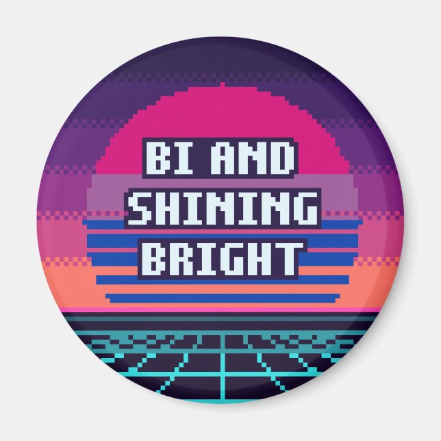 Bi Och Lysande Stark Pride Pixelmagnet Magnet (Framsidan)