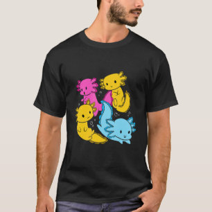 Bi Pansexual Pride Mexican Salamander Axolotl Pile T Shirt