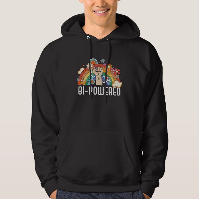 Bi Powered Bisexual Rainbow Pride March Bisexualit Hoodie (Framsida)