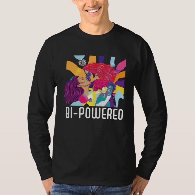 Bi Powered Bisexual Rainbow Pride March Bisexualit T Shirt (Framsida)