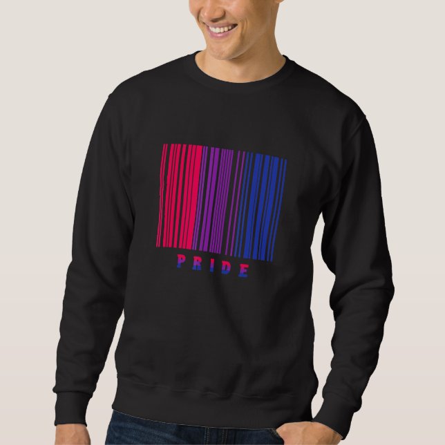 Bi Pride Barcode Bisexual Flagga Lgbtq Month Ally  Lång Ärmad Tröja (Framsida)