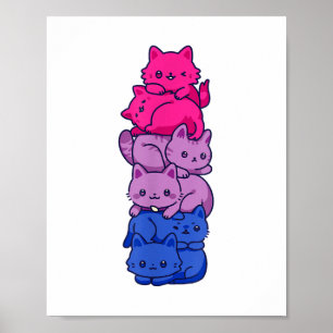 Bi Pride Cat HBT Bisexual Flagga Cute Kawaii Cats  Poster