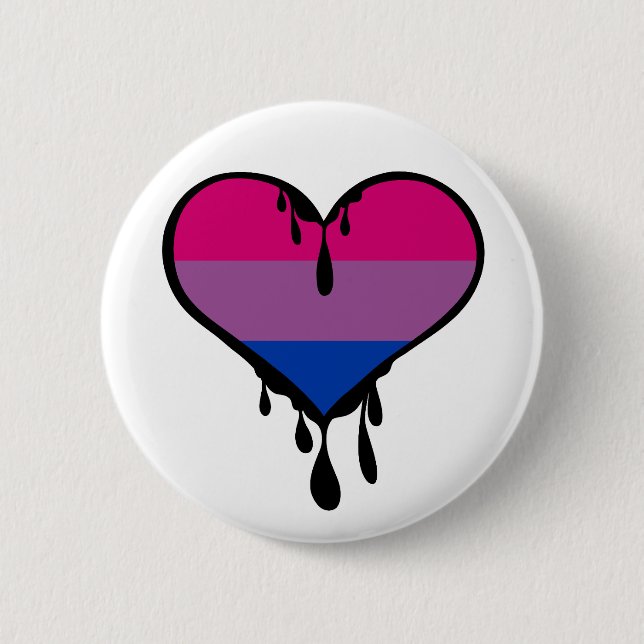 Bi-Pride - dropphjärta Knapp (Framsida)