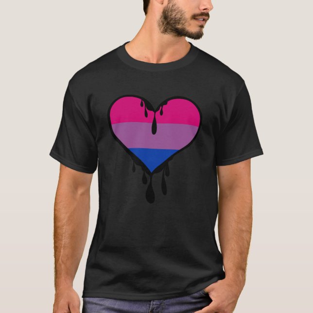 Bi-Pride - dropphjärta T Shirt (Framsida)