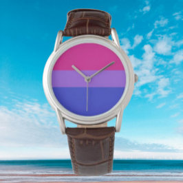 Bi Pride Elegans: Brunt Läderarmbandsur Armbandsur