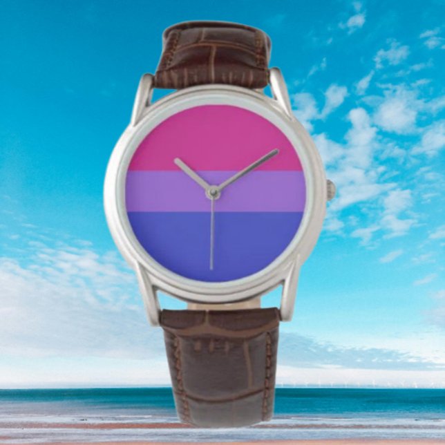 Bi Pride Elegans: Brunt Läderarmbandsur Armbandsur (Skapare uppladdad)