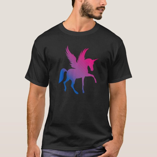 Bi Pride Flag Enhörning Bisexuell Premium T Shirt (Framsida)