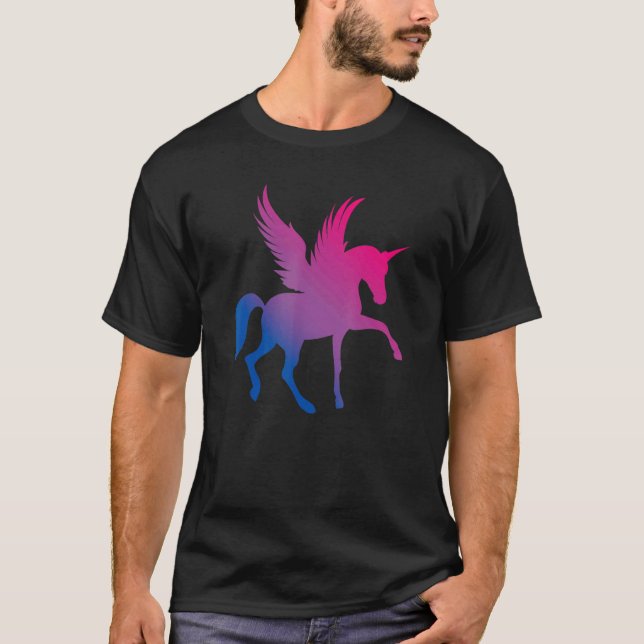 Bi Pride Flag Unicorn Bisexual T Shirt (Framsida)