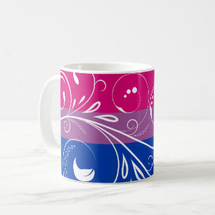 Bi Pride Flag Vintage Minimal Blommig Blomning Kaffemugg