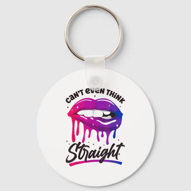 Bi Pride Flagga Mouth kan inte ens Tänka Straigh Nyckelring (Framsida)