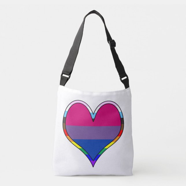 Bi Pride Heart Crossbody Bag Axelväska (Framsida)