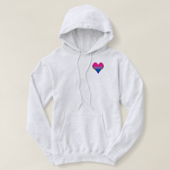 Bi Pride Heart Hoodie T Shirt (Design framsida)