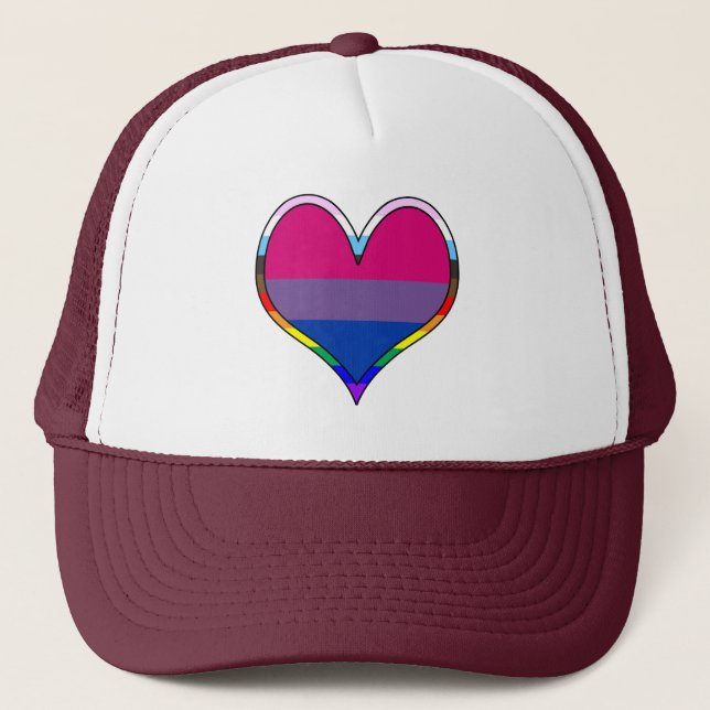 Bi Pride Heart-Truckerkeps Keps (Framsida)