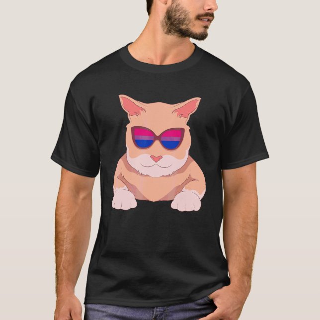 Bi Pride Månad Coola Bisexual Sunglass Cat Lgbt B T Shirt (Framsida)