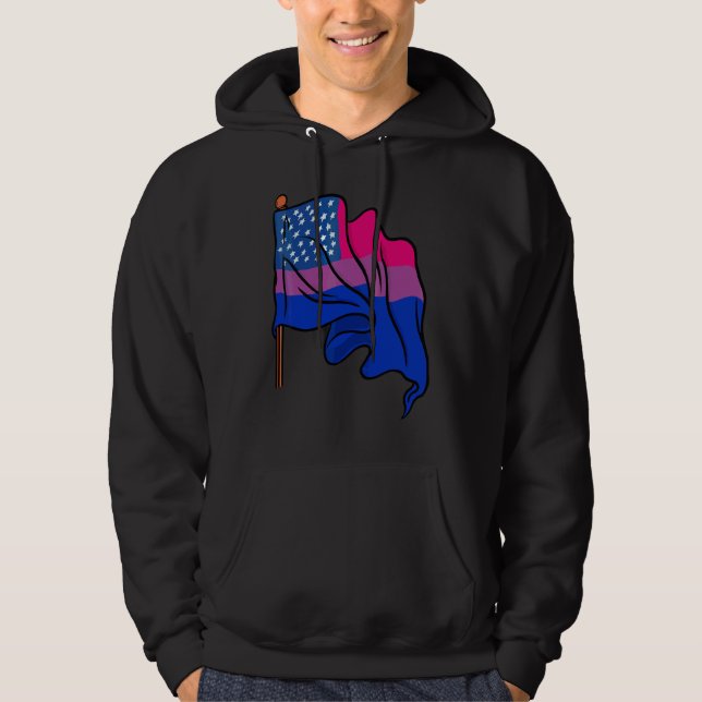 Bi Pride Månth USA Flagga Bisexual Flagga Queer Lg Hoodie (Framsida)