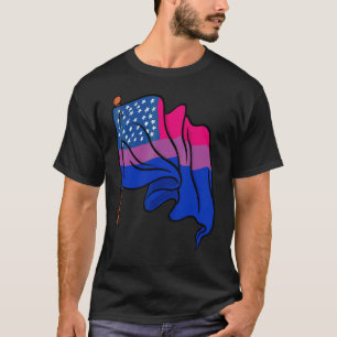 Bi Pride Månth USA Flagga Bisexual Flagga Queer Lg T Shirt