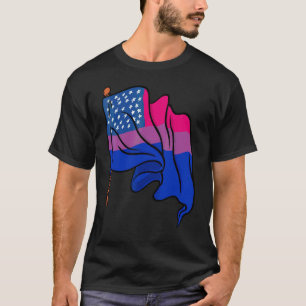 Bi Pride Månth USA Flagga Bisexual Flagga Queer Lg T Shirt