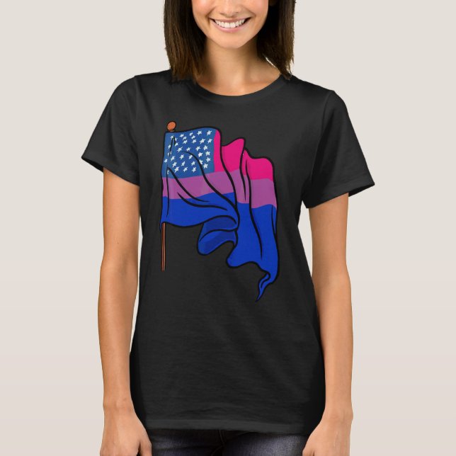 Bi Pride Månth USA Flagga Bisexual Flagga Queer Lg T Shirt (Framsida)