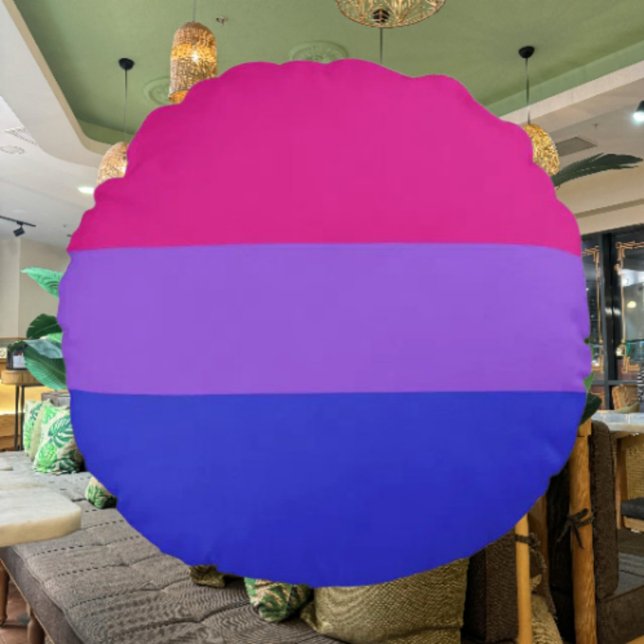 Bi Pride Rund Kuddöverbrosch Kudde (Skapare uppladdad)