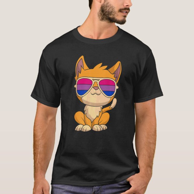 Bi Pride  Solglasögon Bisexualitet Flagga Katt Lgb T Shirt (Framsida)