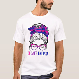 Bi-Pridet för makeenergi, HGBTQ Bi Messy Bun LGBT T Shirt