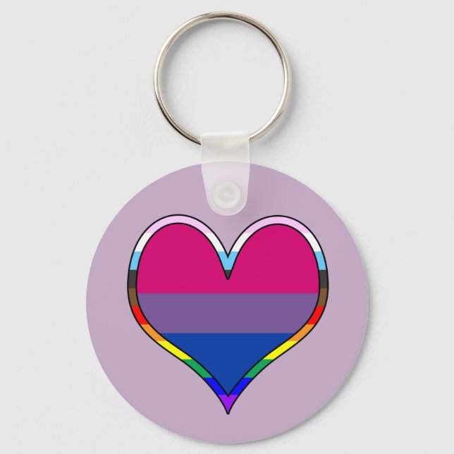 Bi-Pridets Hjärtnyckelring Nyckelring (Framsida)