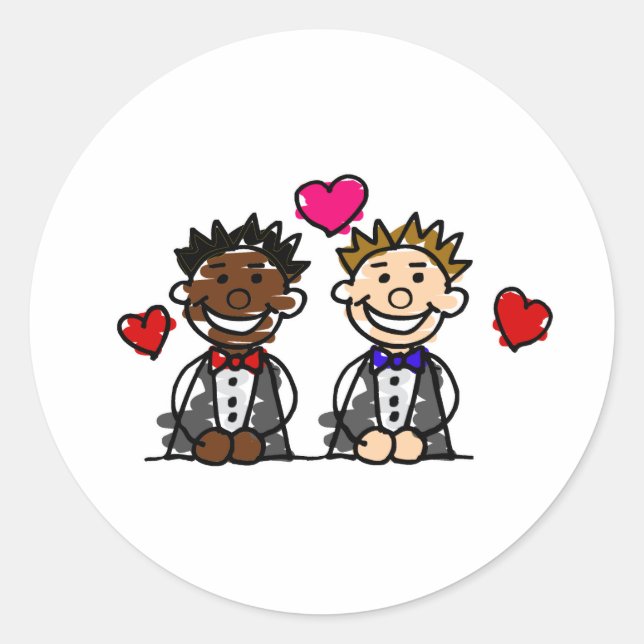 Bi-Rational Gay Couple Runt Klistermärke (Framsida)