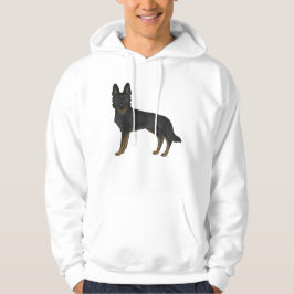 Bi-svart schäferhund GSD-ras tecknad hund Hoodie