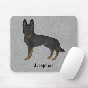Bi-svart schäferhund och anpassat namn grått musmatta