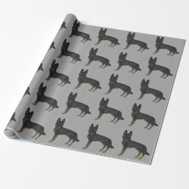 Bi-svart schäferhund seriehund mönster grå presentpapper