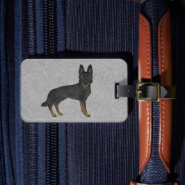 Bi-svart schäferhund söt hund och anpassad text bagagebricka